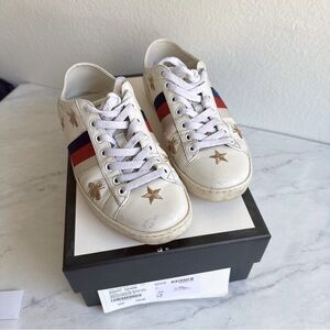 Gucci Ace Bee and Star Embroidered Sneakers Size 36